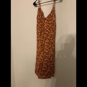 Brown tan L summer/fall dress mid to long length